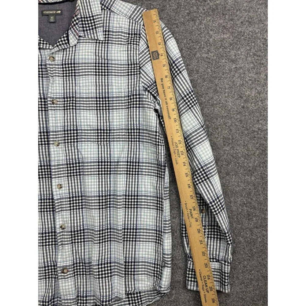 Toad&Co Shirt‎ Mens Medium Blue Plaid Button Front Long Sleeve Cotton Casual